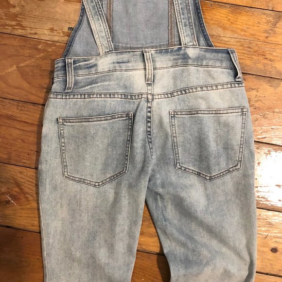 Free People Washed Denim Overalls - Picture 3 of 6